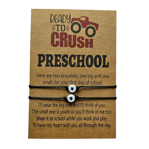 Crush preschool black bracelets with stars and card with truck