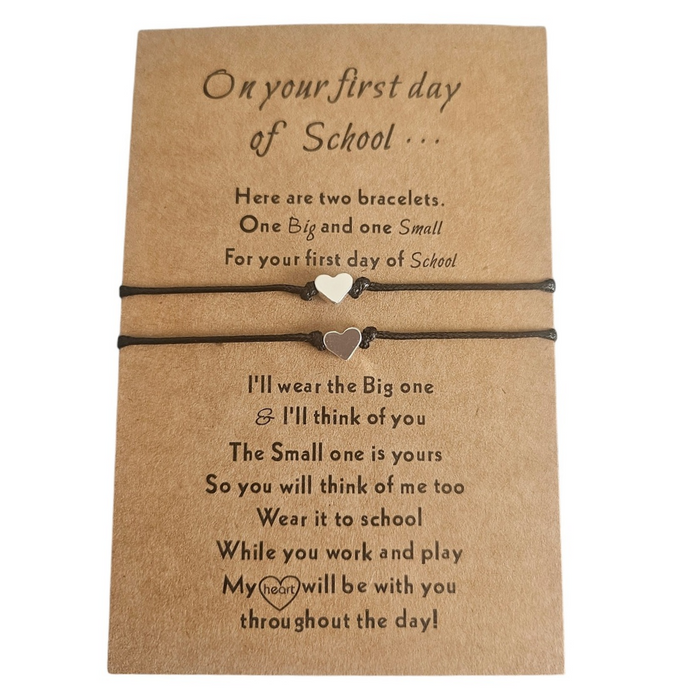 First Day of School Heart Bracelet Set - Black