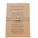 Blue bracelet set with heart charms on a message card