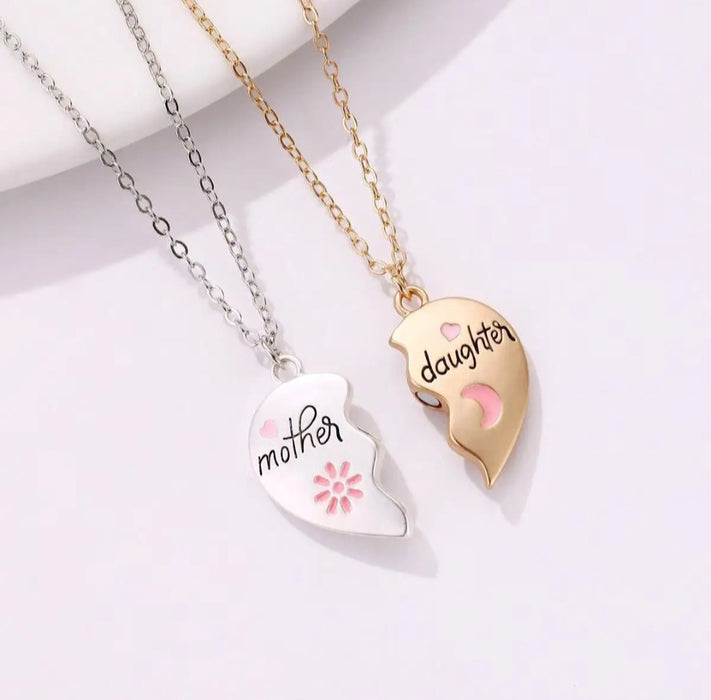 Mother & Daughter Heart Necklace Set