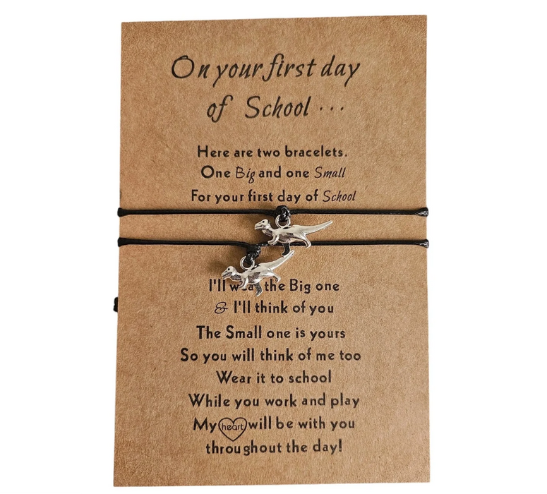 First Day of School Dinosaur Bracelet Set - Black
