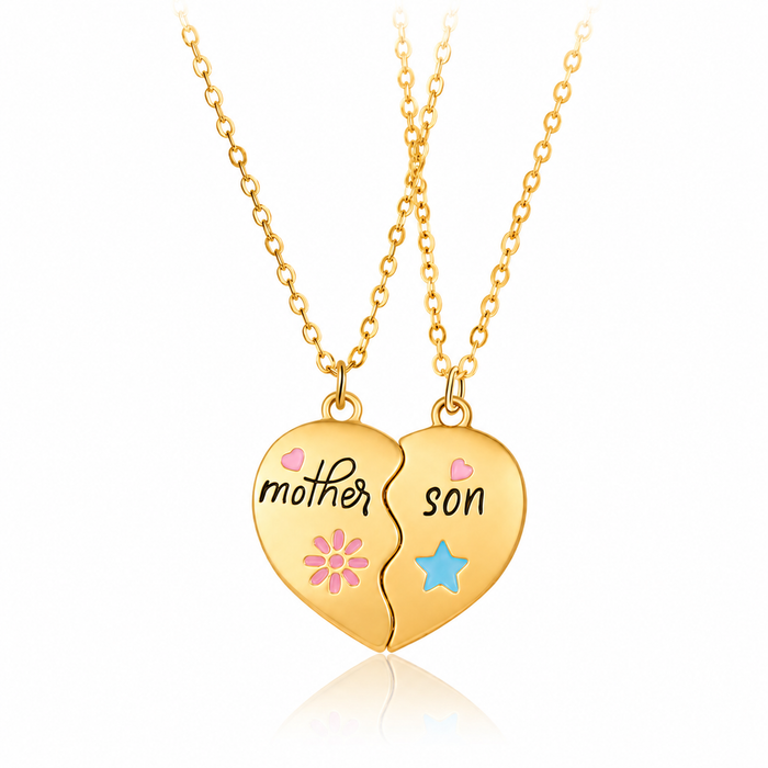 Mother & Son Heart Necklace Set