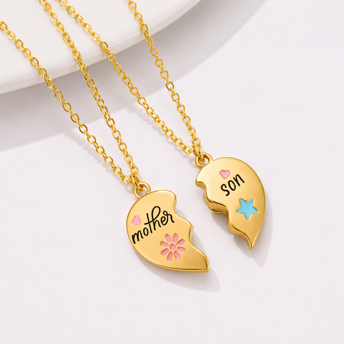 Mother & Son Heart Necklace Set