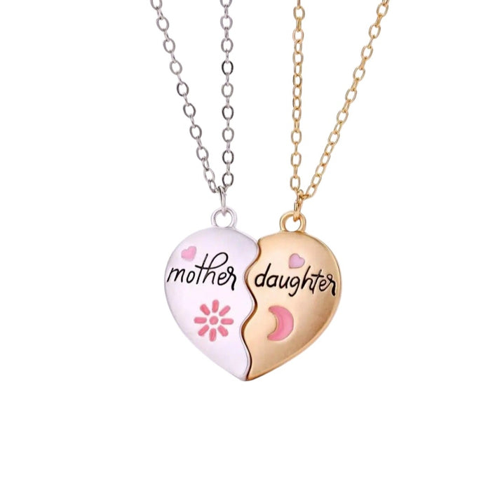 Mother & Daughter Heart Necklace Set