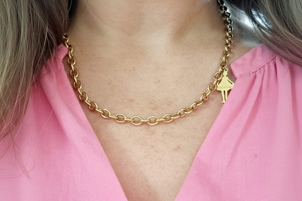 Bella Italia Gold Plated Necklace Chain with Doll Charm