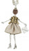 silver long chain necklace with doll charm.Doll features metallic beige eco-leather skirt, golden colour metal top, brown head
