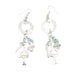 silver charm earringa with baby blue stone, italian white cornetto horn charm and le carose brand doll charm