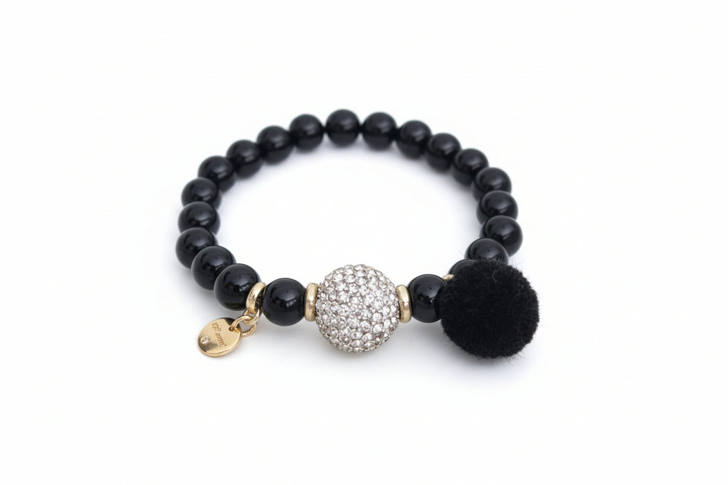 Black Jade Stone & Swarovski Bracelet